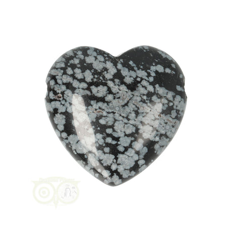 Sneeuwvlok obsidiaan hanger 3 cm – doorboord hart met natuurlijke tekening