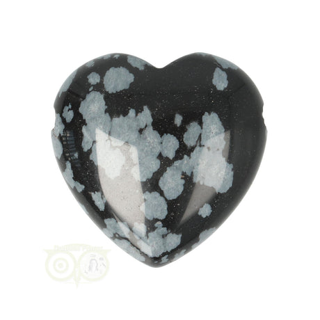 Sneeuwvlok obsidiaan hanger 3 cm – doorboord hart met natuurlijke tekening