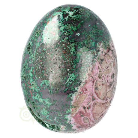 Malachiet chrysocolla ei – bovenaanzicht – diepgroen malachiet dominant – Congo – Webshop Danielle Forrer