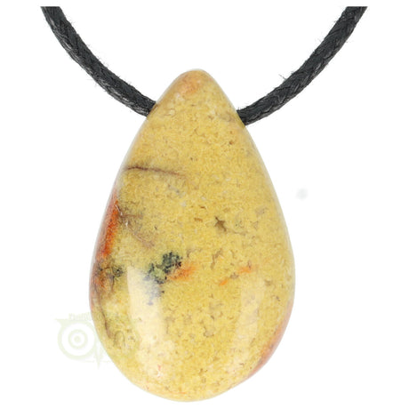 Groene opaal druppelhanger nr 14 – edelstenen hanger uit Madagaskar met waxkoord