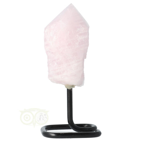 Rozenkwarts edelsteen punt op standaard – decoratieve en spirituele steen