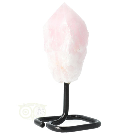 Rozenkwarts edelsteen punt op standaard – decoratieve en spirituele steen