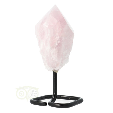 Rozenkwarts edelsteen punt op standaard – decoratieve en spirituele steen