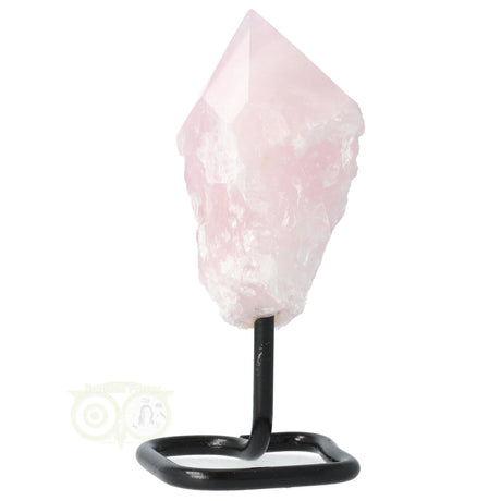 Rozenkwarts edelsteen punt op standaard – decoratieve en spirituele steen