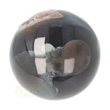 Agaat druzy geode bol 627 gram nr. 12 – frontaal met volledig open geode en diep donker kristaloog – Webshop Danielle Forrer