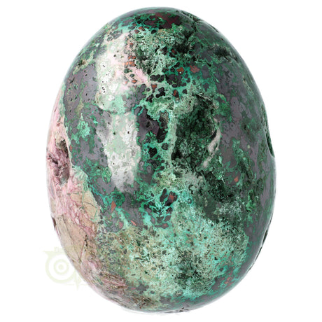 Malachiet chrysocolla ei – achterkant – chrysocolla blauwgroen detail – Congo – Webshop Danielle Forrer