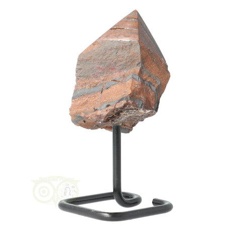 Tijgerijzer punt met metalen voet nr 14 – natuurlijke edelsteen van 14,2 cm hoog