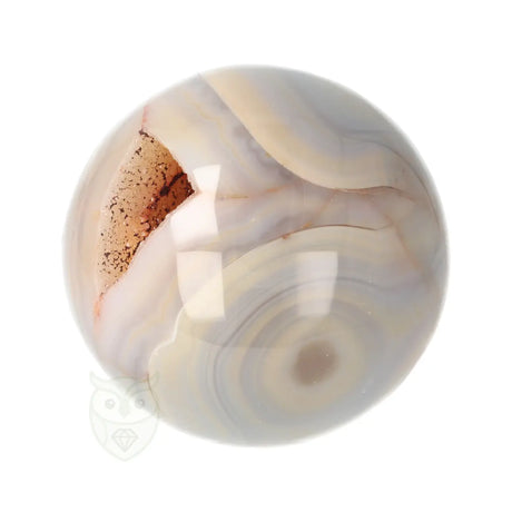 Agaat druzy geode bol 6.37 cm met kristalopening