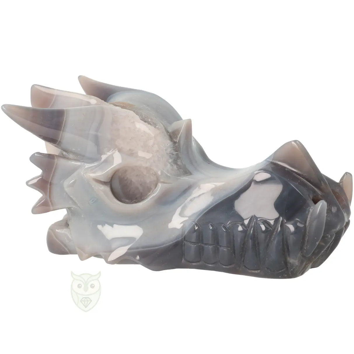 Agaat drakenschedel nr. 508 – 822 gram | Edelstenen schedel