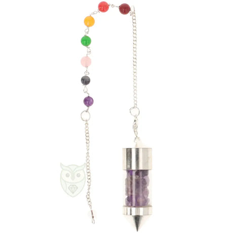 Amethist Chips Kamer Pendel met Chakra Ketting - 28 cm | Pendel online kopen 