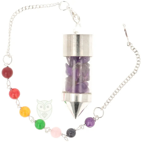 Amethist Chips Kamer Pendel met Chakra Ketting - 28 cm | Pendel online kopen 