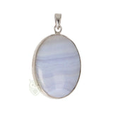 Blauwe chalcedoon zilveren hanger nr. 10 - 8 gram | Edelsteen sieraad
