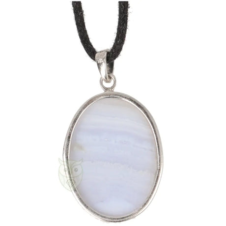 Blauwe chalcedoon zilveren hanger nr. 10 - 8 gram | Edelsteen sieraad