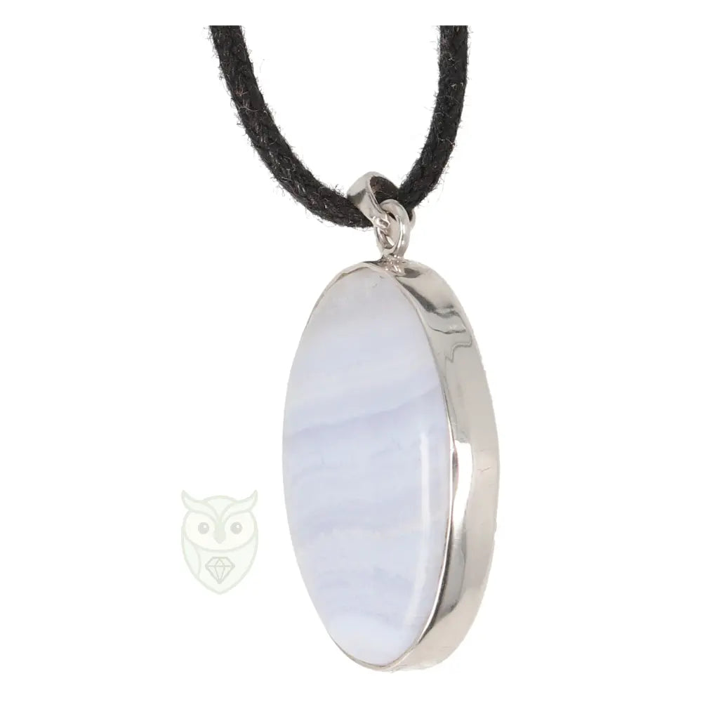 Blauwe chalcedoon zilveren hanger nr. 10 - 8 gram | Edelsteen sieraad