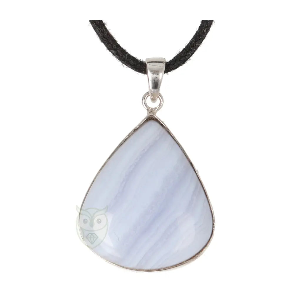 Blauwe chalcedoon zilveren hanger nr. 15 - 9 gram | Edelsteen sieraad