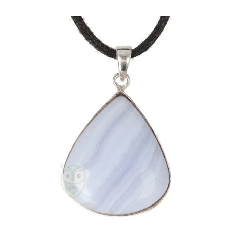 Blauwe chalcedoon zilveren hanger nr. 15 - 9 gram | Edelsteen sieraad
