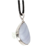 Blauwe chalcedoon zilveren hanger nr. 15 - 9 gram | Edelsteen sieraad