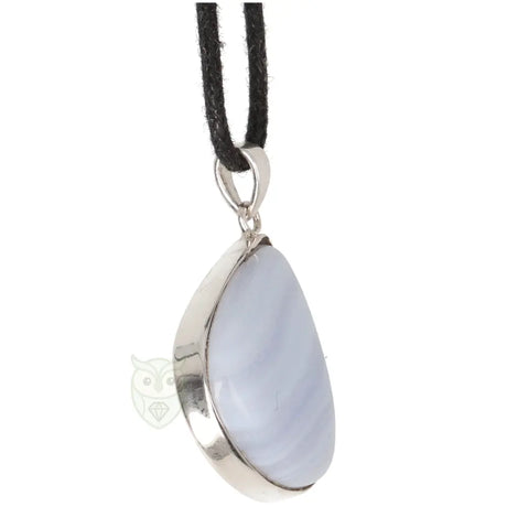 Blauwe chalcedoon zilveren hanger nr. 15 - 9 gram | Edelsteen sieraad