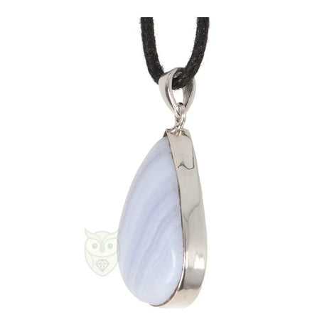 Blauwe chalcedoon zilveren hanger nr. 15 - 9 gram | Edelsteen sieraad