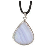 Blauwe chalcedoon zilveren hanger nr. 15 - 9 gram | Edelsteen sieraad
