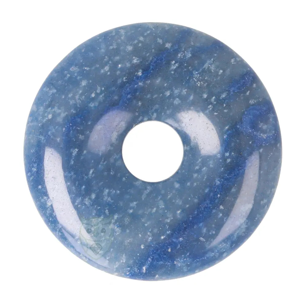 Blauwe kwarts donut hanger (Pi-stone) nr. 11 - Ø 4 cm | Edelsteen sieraad