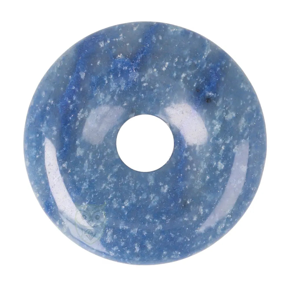 Blauwe kwarts donut hanger (Pi-stone) nr. 11 - Ø 4 cm | Edelsteen sieraad