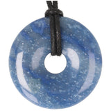 Blauwe kwarts donut hanger (Pi-stone) nr. 11 - Ø 4 cm | Edelsteen sieraad