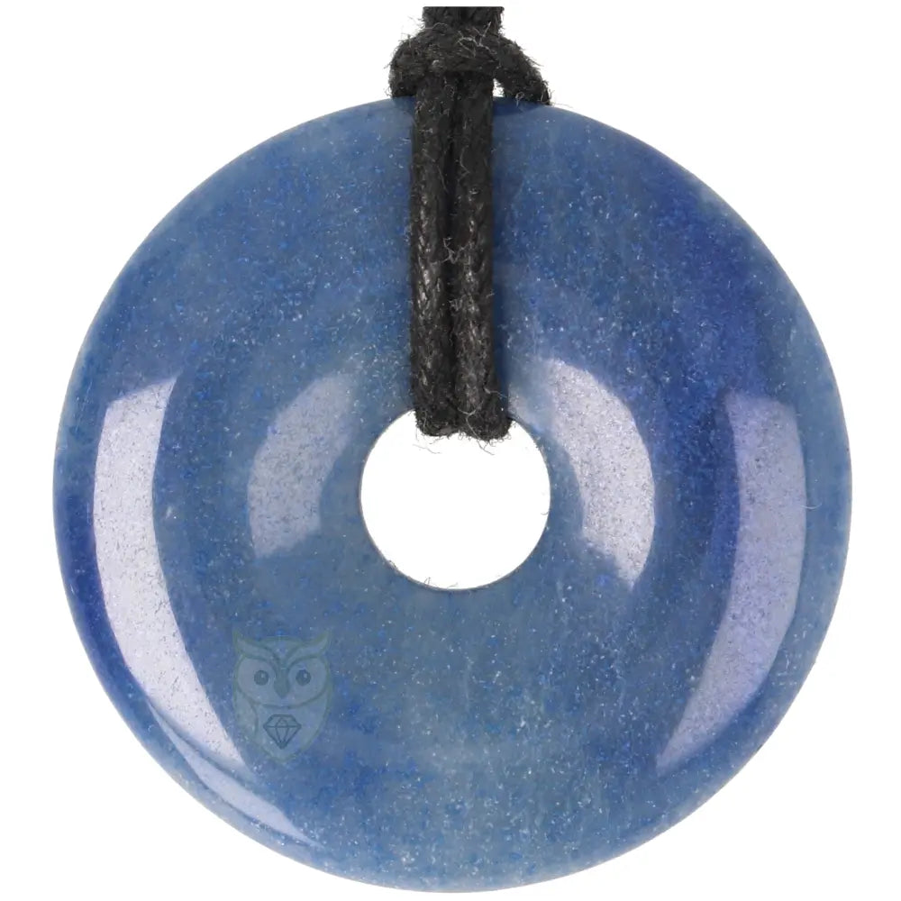 Blauwe kwarts donut hanger (Pi-stone) nr. 14 - Ø 4 cm | Edelsteen sieraad