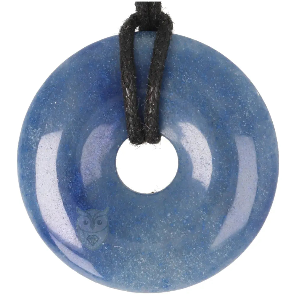 Blauwe kwarts donut hanger (Pi-stone) nr. 14 - Ø 4 cm | Edelsteen sieraad