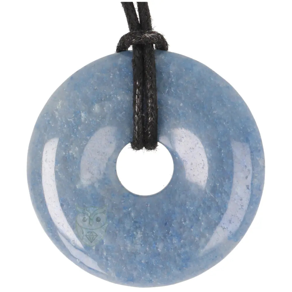 Blauwe kwarts donut hanger (Pi-stone) nr. 12 - Ø 4 cm | Edelsteen sieraad