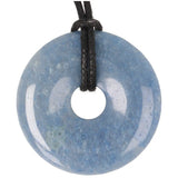 Blauwe kwarts donut hanger (Pi-stone) nr. 12 - Ø 4 cm | Edelsteen sieraad