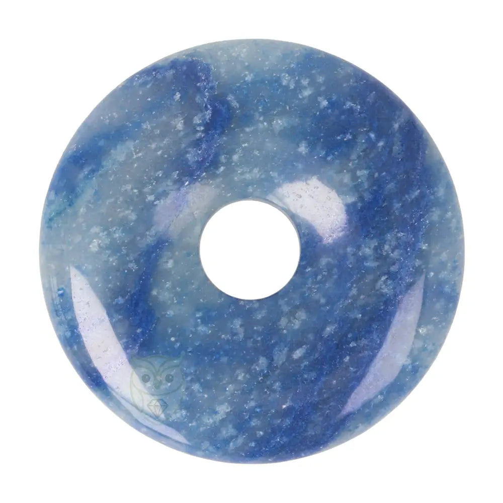 Blauer Quarz Donut Anhänger (Pi-Stein) Nr. 8 - Ø 4 cm | Edelsteinschmuck