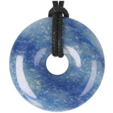 Blauer Quarz Donut Anhänger (Pi-Stein) Nr. 8 - Ø 4 cm | Edelsteinschmuck