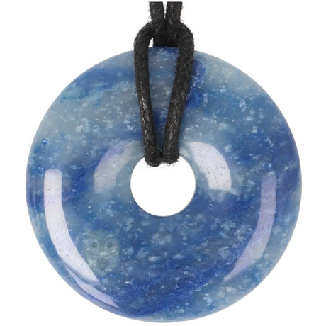 Blauwe kwarts donut hanger (Pi-stone) nr. 8 - Ø 4 cm | Edelsteen sieraad