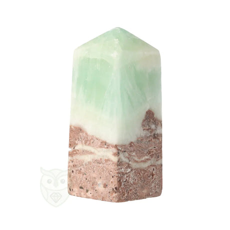 Calciet punt Caribbean blue 240 gram met bruine onderzijde