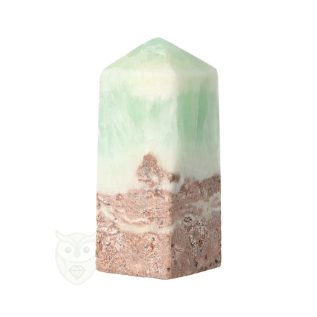 Caribbean blue calciet punt 240 gram met blauwe en witte lagen