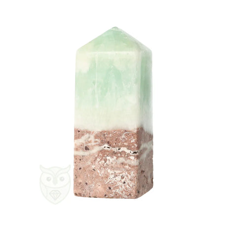 Caribbean blue calciet punt 240 gram met aragoniet afzetting