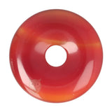 Carneool donut hanger nr. 17 aan zwart waxkoord