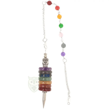 Chakra Donut Pendel met Boeddha en Chakra Kralen Ketting - 30,5 cm | Pendel online kopen 