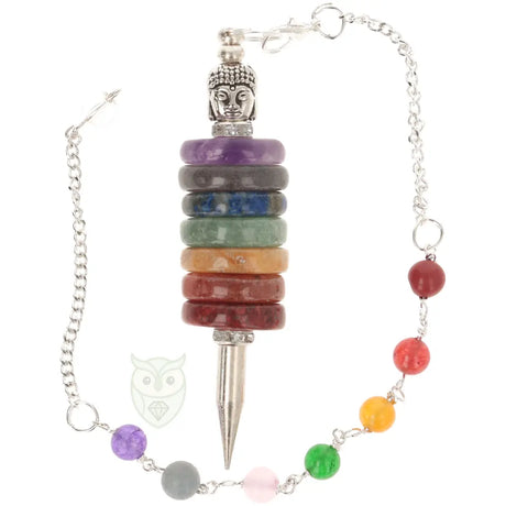 Chakra Donut Pendel met Boeddha en Chakra Kralen Ketting - 30,5 cm | Pendel online kopen 