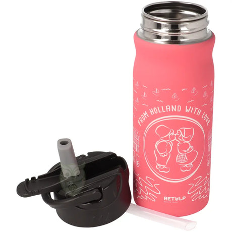 Dutchie drinkfles Retulp detail dop met drinktuit – lekvrije RVS waterfles sportdop 400ml – Webshop Danielle Forrer