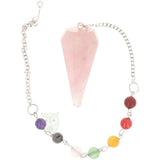 Gefacetteerde rozenkwarts pendel met chakra ketting | Edelstenen Webwinkel - Webshop Danielle Forrer