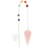 Gefacetteerde rozenkwarts pendel met chakra ketting | Edelstenen Webwinkel - Webshop Danielle Forrer