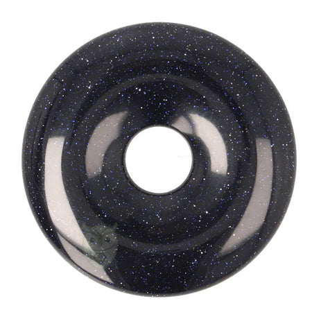 Goudsteen - Blauwe Donut hanger nr. 18 - Ø 4 cm | Edelsteen sieraad