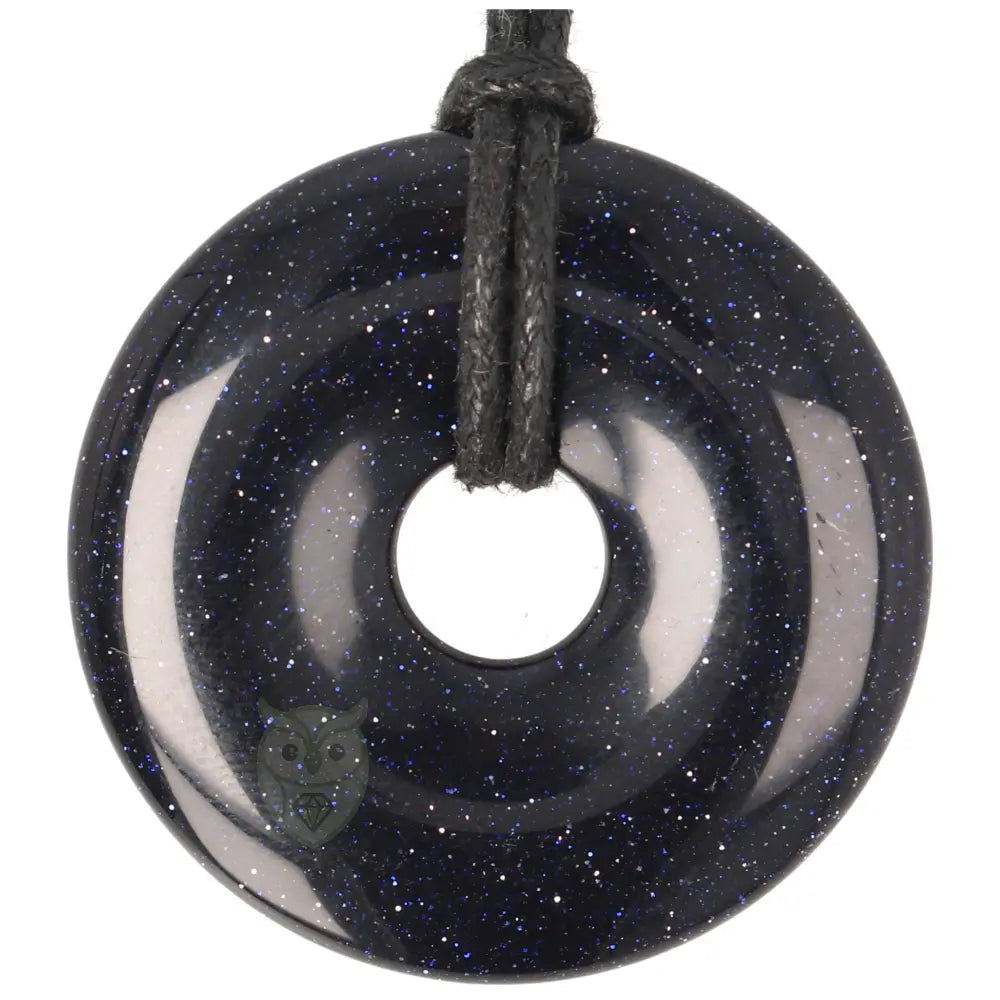 Goudsteen - Blauwe Donut hanger nr. 18 - Ø 4 cm | Edelsteen sieraad