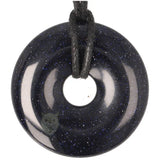 Goudsteen - Blauwe Donut hanger nr. 18 - Ø 4 cm | Edelsteen sieraad