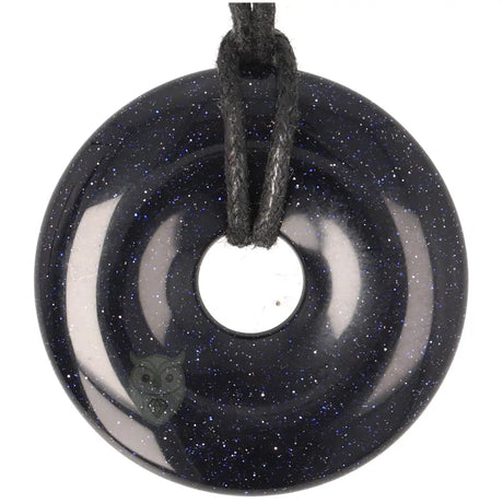 Goudsteen - Blauwe Donut hanger nr. 18 - Ø 4 cm | Edelsteen sieraad