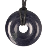 Goudsteen - Blauwe Donut hanger nr. 19 - Ø 4 cm | Edelsteen sieraad