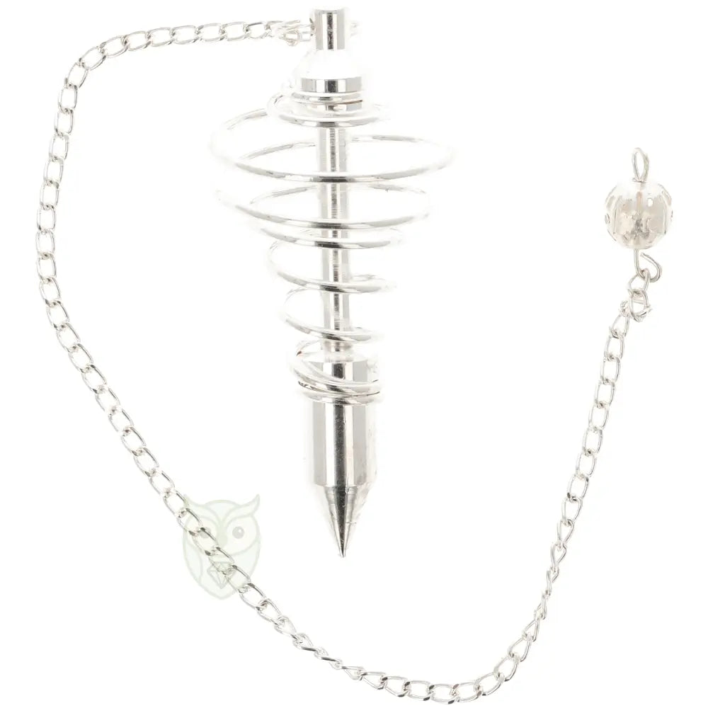 Grote Zilverkleurige Spiraal Kooi Pendel – 26 cm | Pendels online kopen