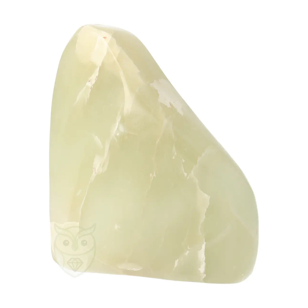 Jade serpentijn sculptuur nr. 24 met zachte geelgroene kleur en slangachtige patronen